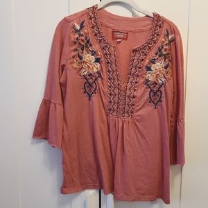 Johnny Was Workshop pink blouse sz XS